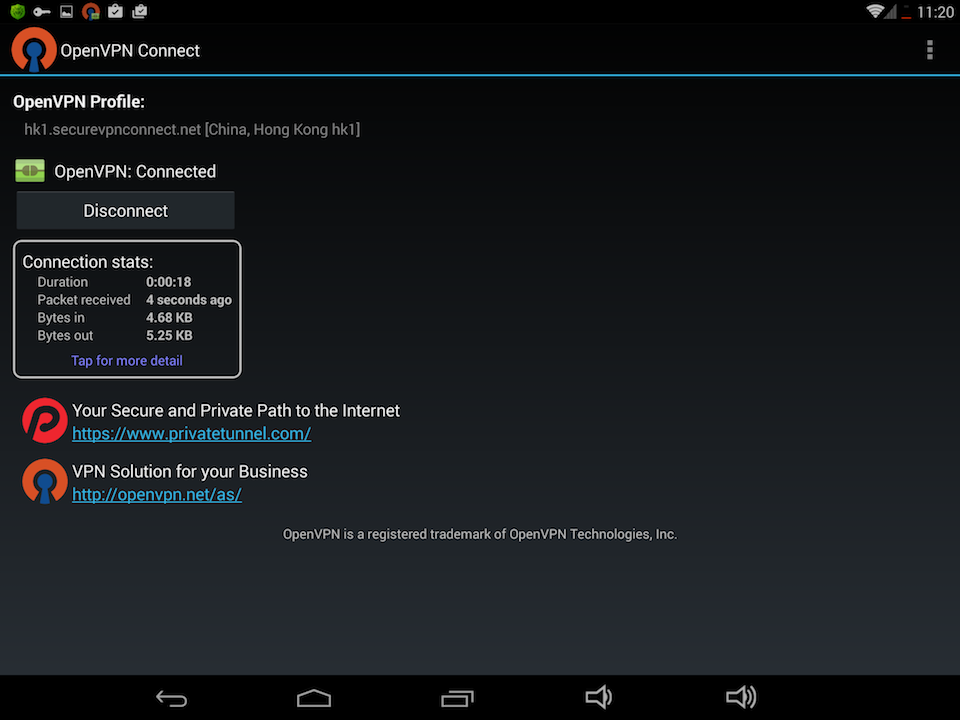 Setting up OpenVPN on Android, step 9