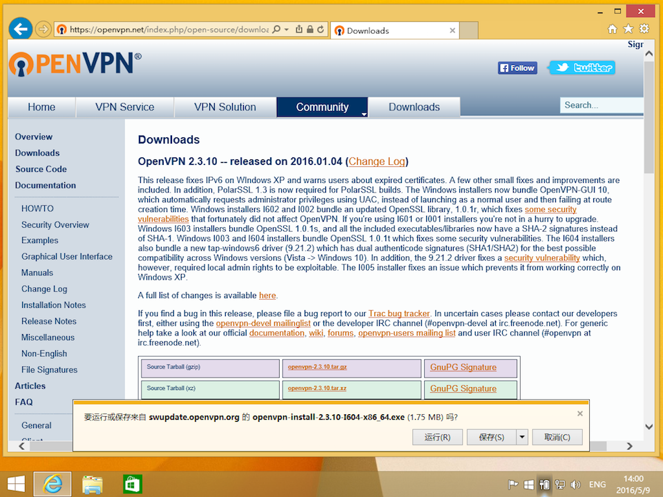 Setting up OpenVPN on Windows 8, step 1