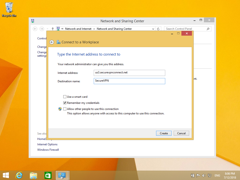 Setting up IKEv2 VPN on Windows 8, step 6