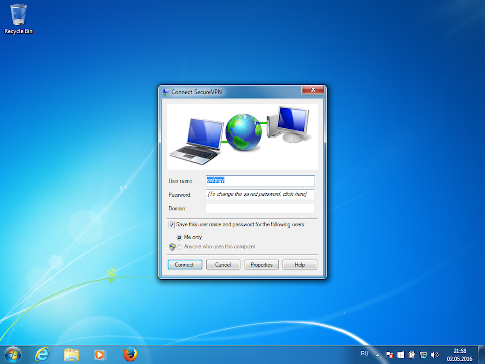 Setting up L2TP VPN on Windows 7, step 13