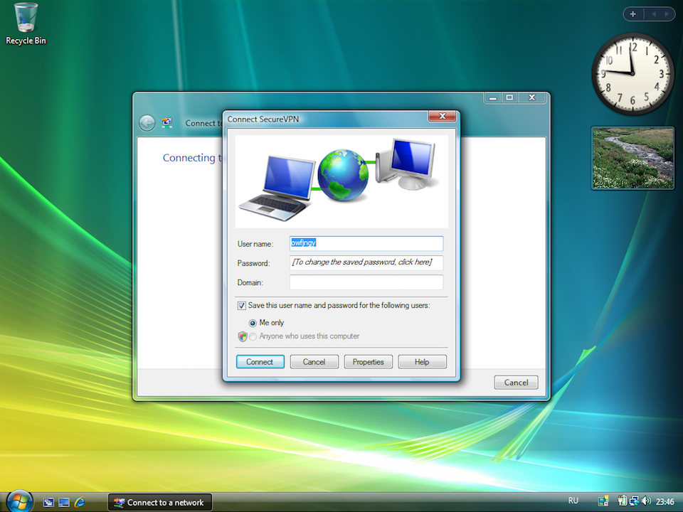 Setting up L2TP VPN on Windows Vista, step 13