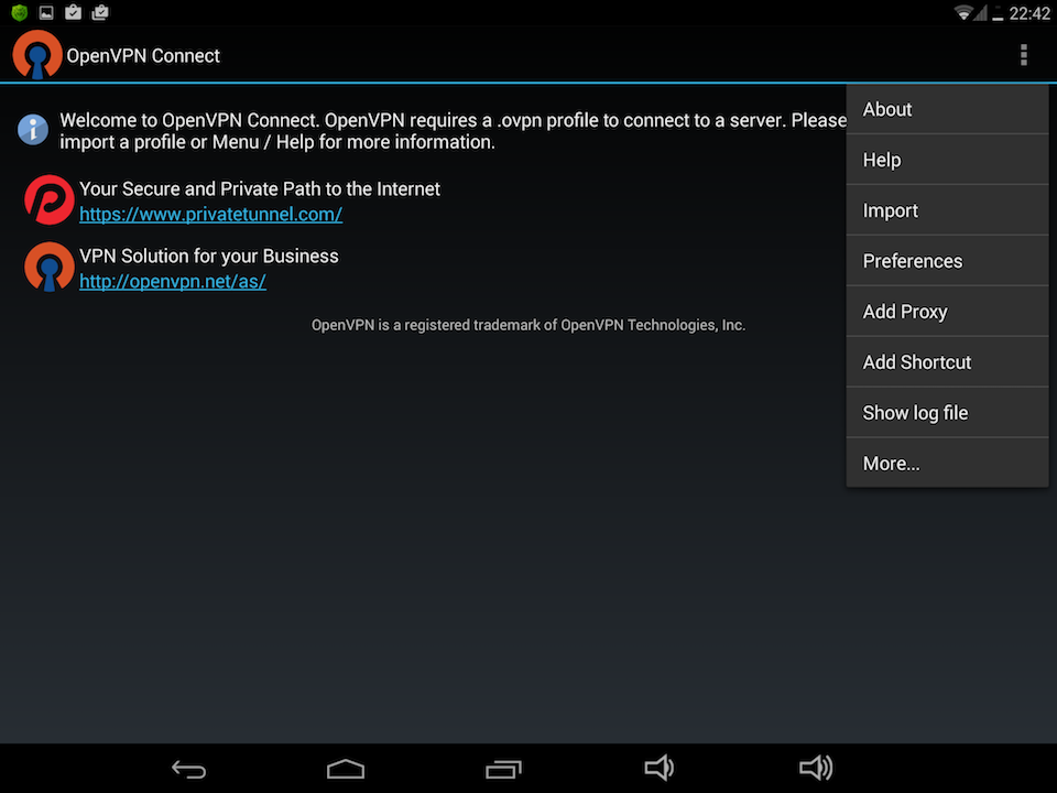 Setting up OpenVPN on Android, step 4