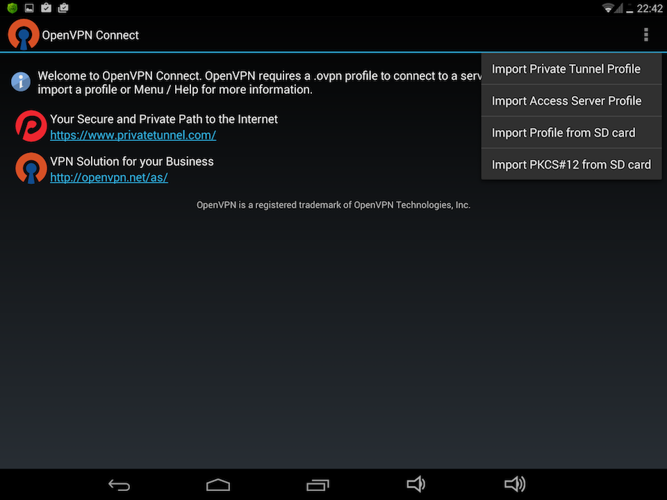 Setting up OpenVPN on Android, step 5