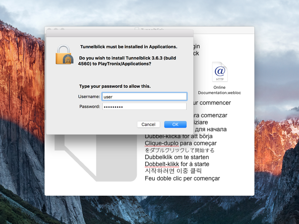 Setting up OpenVPN on Mac OS X, step 4