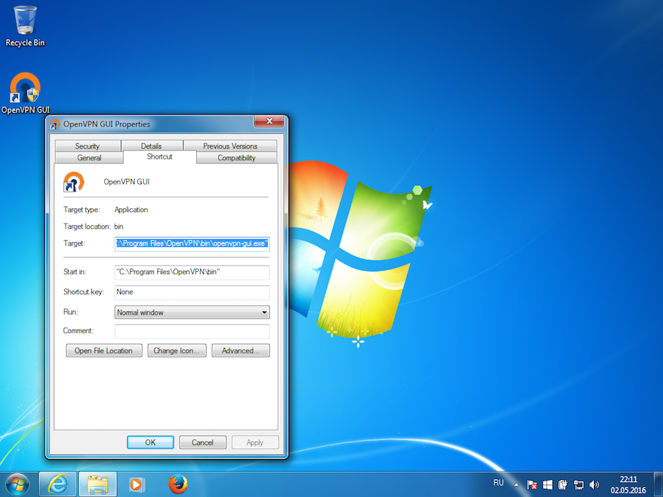 Setting up OpenVPN on Windows 7, step 10