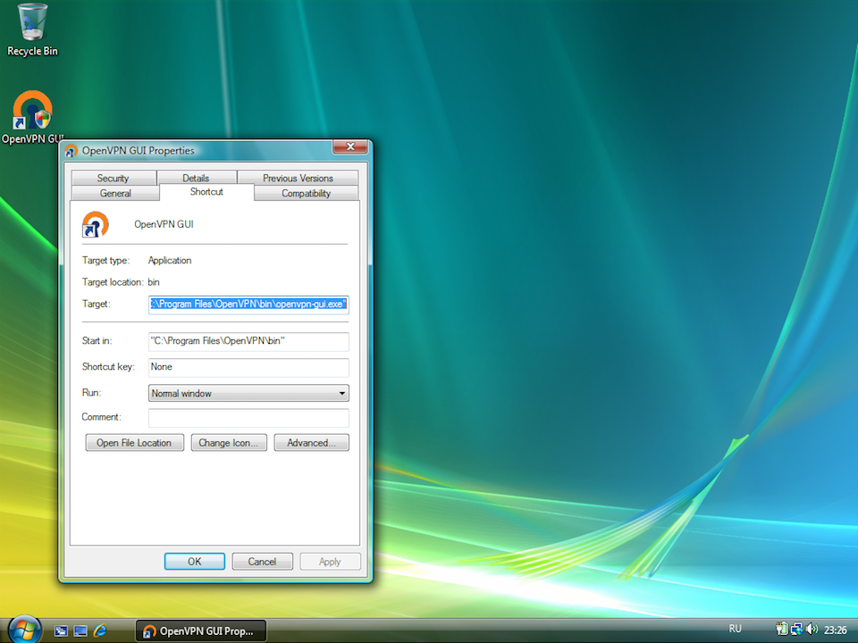 Setting up OpenVPN on Windows Vista, step 10