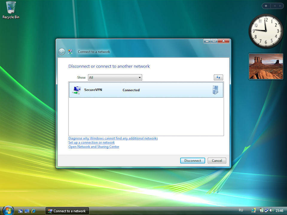 Setting up PPTP VPN on Windows Vista, step 14