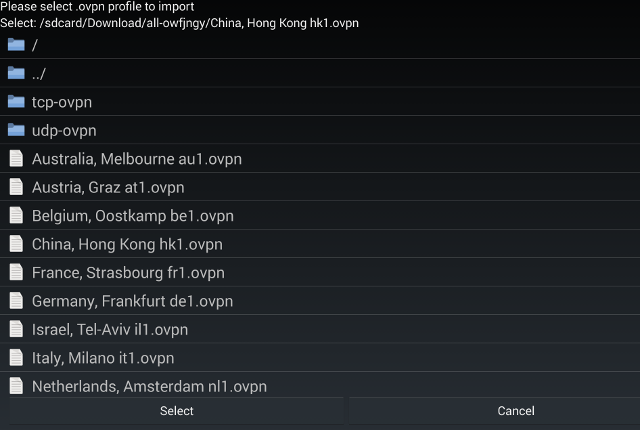 Setting up OpenVPN on Android, step 6