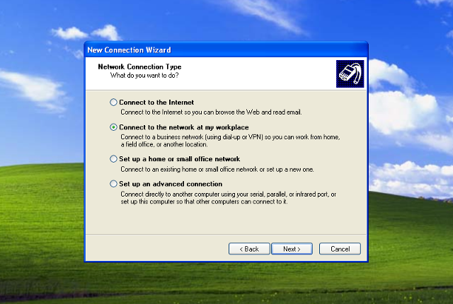 Setting up PPTP VPN on Windows XP, step 4