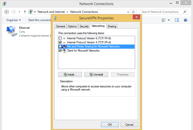 Setting up L2TP VPN on Windows 8, step 11