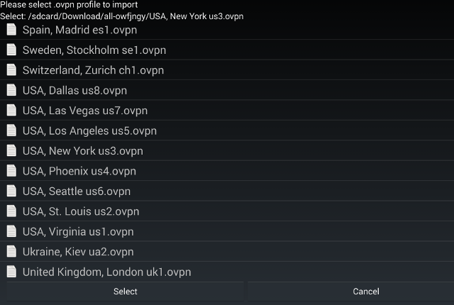 Setting up OpenVPN on Android, step 6