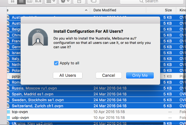 Setting up OpenVPN on Mac OS X, step 6