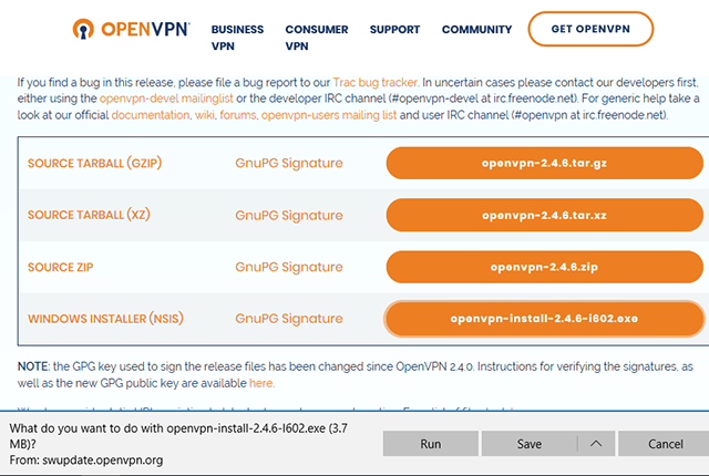 Setting up OpenVPN on Windows 10, step 1