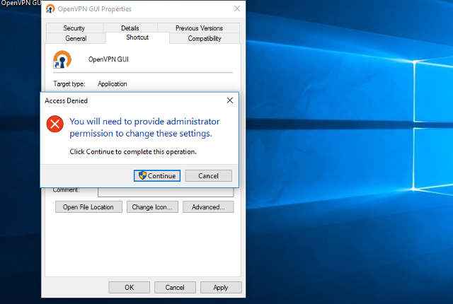 Setting up OpenVPN on Windows 10, step 12