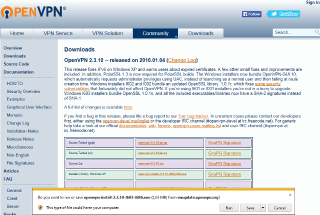 download the new version for windows OpenVPN Client 2.6.5