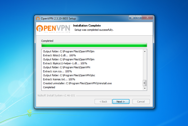 Setting up OpenVPN on Windows 7, step 8