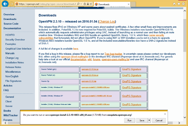 Setting up OpenVPN on Windows 8, step 1