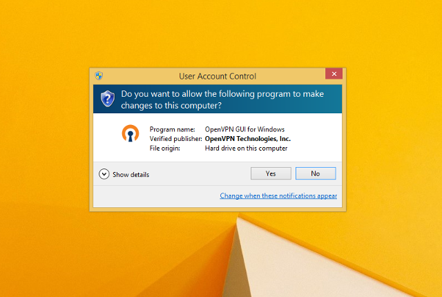 Setting up OpenVPN on Windows 8, step 15