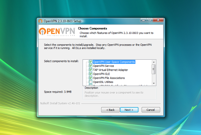 Setting up OpenVPN on Windows Vista, step 5