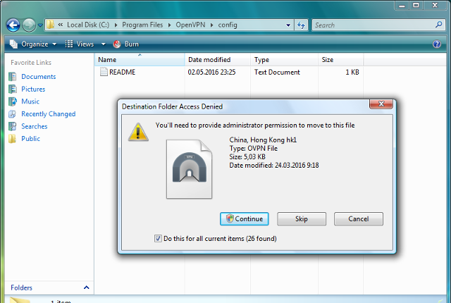 Setting up OpenVPN on Windows Vista, step 14