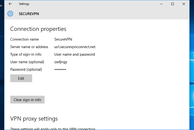 Setting up PPTP VPN on Windows 10, step 12