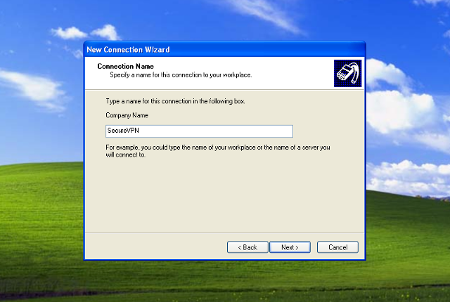 Setting up PPTP VPN on Windows XP, step 6